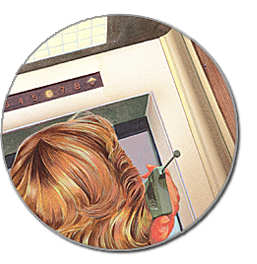 Blond elevator woman