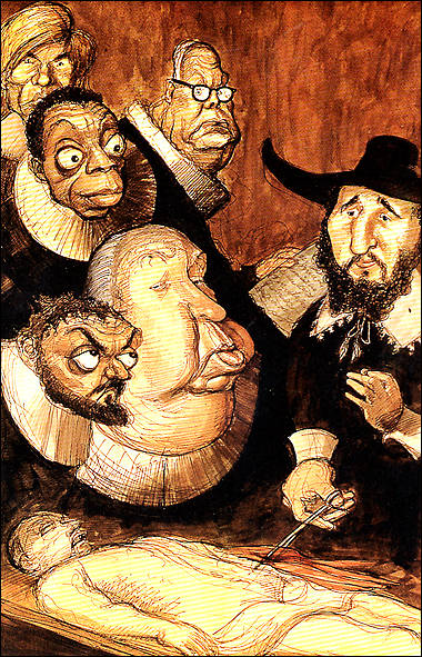 A spoof on Rembrandt's Anatomy Lesson